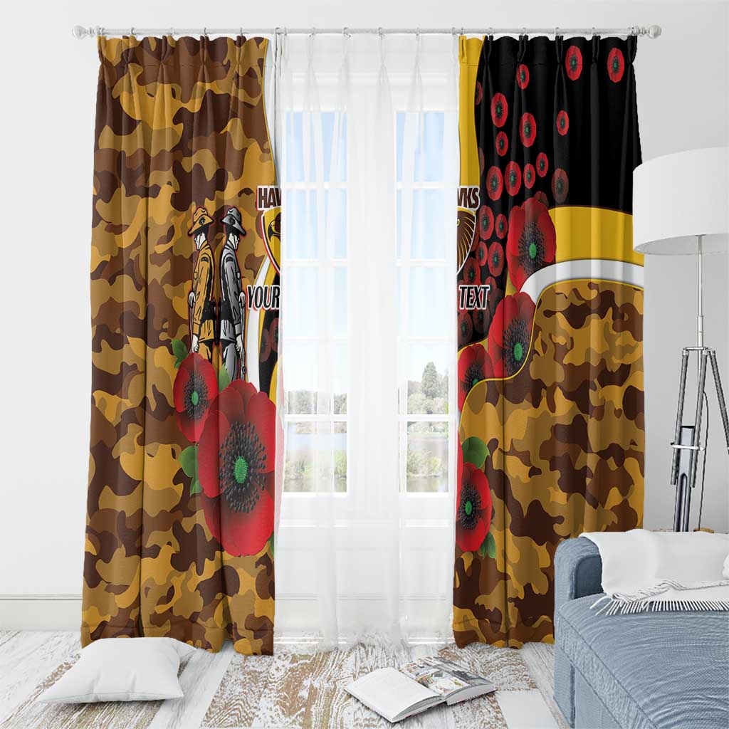 Hawthorn Hawks ANZAC Personalised Window Curtain Lest We Forget Poppy Camo