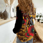 Hawthorn Hawks ANZAC Personalised Women Casual Shirt Lest We Forget Poppy Camo