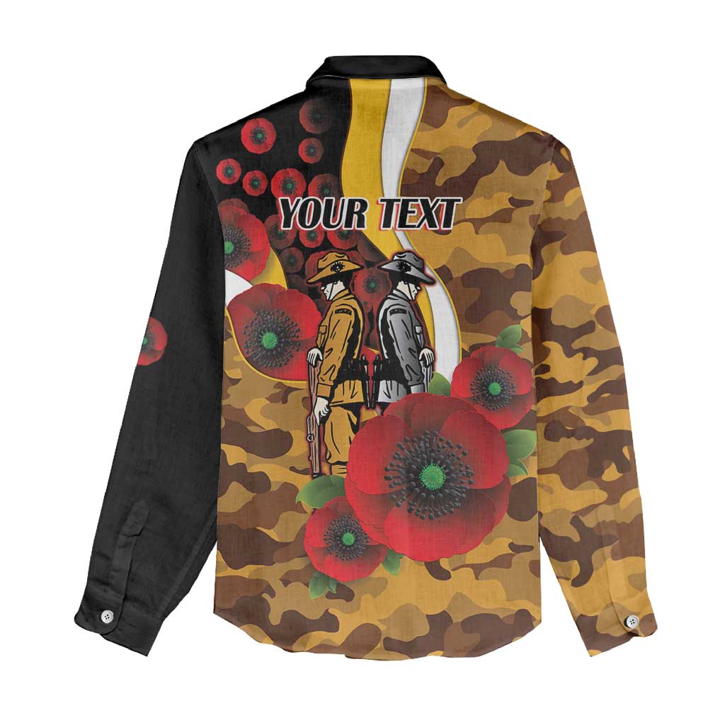 Hawthorn Hawks ANZAC Personalised Women Casual Shirt Lest We Forget Poppy Camo