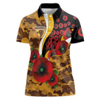 Hawthorn Hawks ANZAC Personalised Women Polo Shirt Lest We Forget Poppy Camo