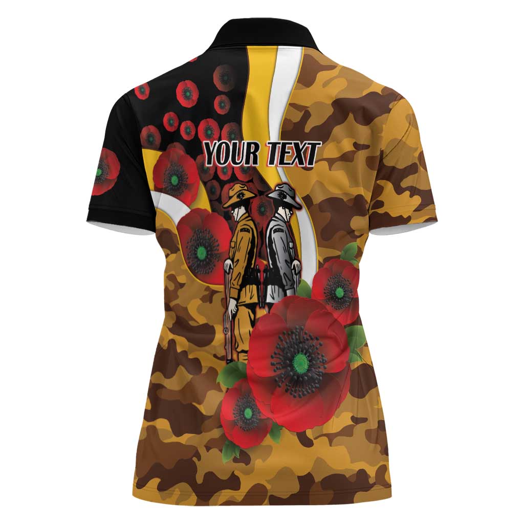 Hawthorn Hawks ANZAC Personalised Women Polo Shirt Lest We Forget Poppy Camo