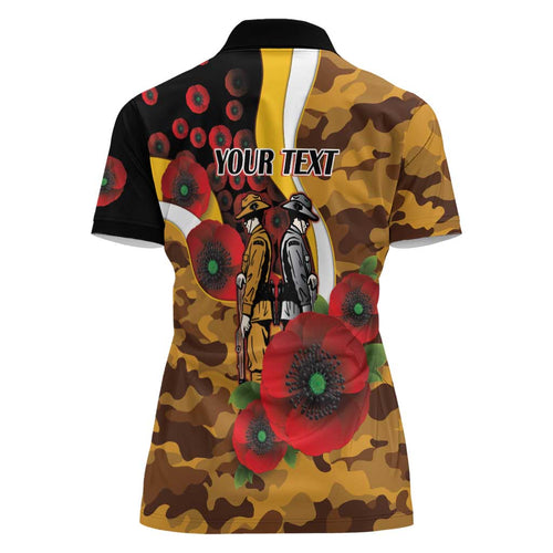 Hawthorn Hawks ANZAC Personalised Women Polo Shirt Lest We Forget Poppy Camo