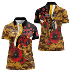 Hawthorn Hawks ANZAC Personalised Women Polo Shirt Lest We Forget Poppy Camo