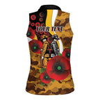 Hawthorn Hawks ANZAC Personalised Women Sleeveless Polo Shirt Lest We Forget Poppy Camo