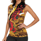 Hawthorn Hawks ANZAC Personalised Women Sleeveless Polo Shirt Lest We Forget Poppy Camo