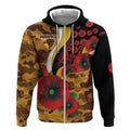 Hawthorn Hawks ANZAC Personalised Zip Hoodie Lest We Forget Poppy Camo