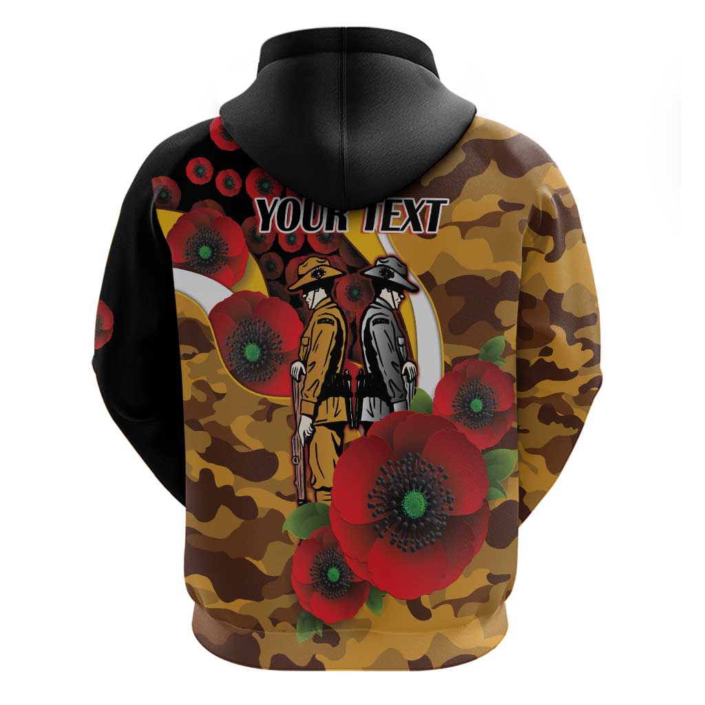 Hawthorn Hawks ANZAC Personalised Zip Hoodie Lest We Forget Poppy Camo