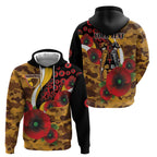 Hawthorn Hawks ANZAC Personalised Zip Hoodie Lest We Forget Poppy Camo