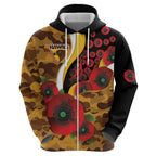 Hawthorn Hawks ANZAC Personalised Zip Hoodie Lest We Forget Poppy Camo
