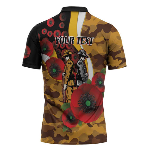 Hawthorn Hawks ANZAC Personalised Zipper Polo Shirt Lest We Forget Poppy Camo