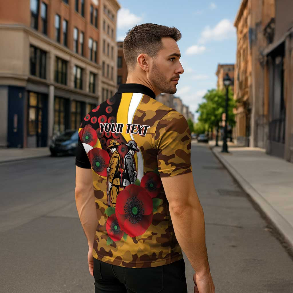 Hawthorn Hawks ANZAC Personalised Zipper Polo Shirt Lest We Forget Poppy Camo