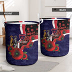 Melbourne Demons ANZAC Personalised Laundry Basket Lest We Forget Poppy Camo