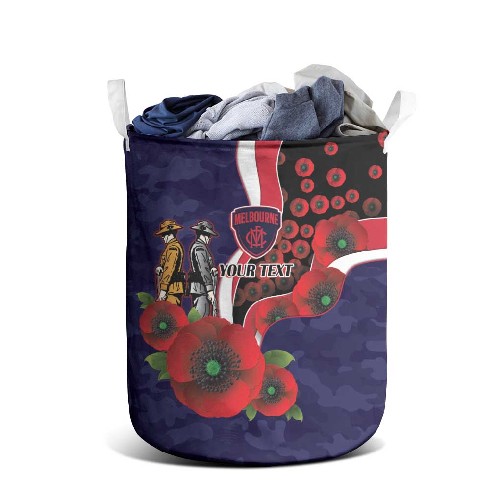 Melbourne Demons ANZAC Personalised Laundry Basket Lest We Forget Poppy Camo