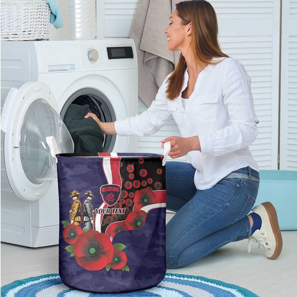 Melbourne Demons ANZAC Personalised Laundry Basket Lest We Forget Poppy Camo