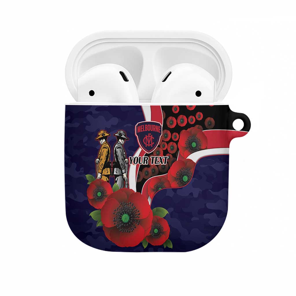 Melbourne Demons ANZAC Personalised AirPods Case Lest We Forget Poppy Camo