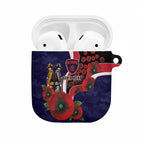 Melbourne Demons ANZAC Personalised AirPods Case Lest We Forget Poppy Camo