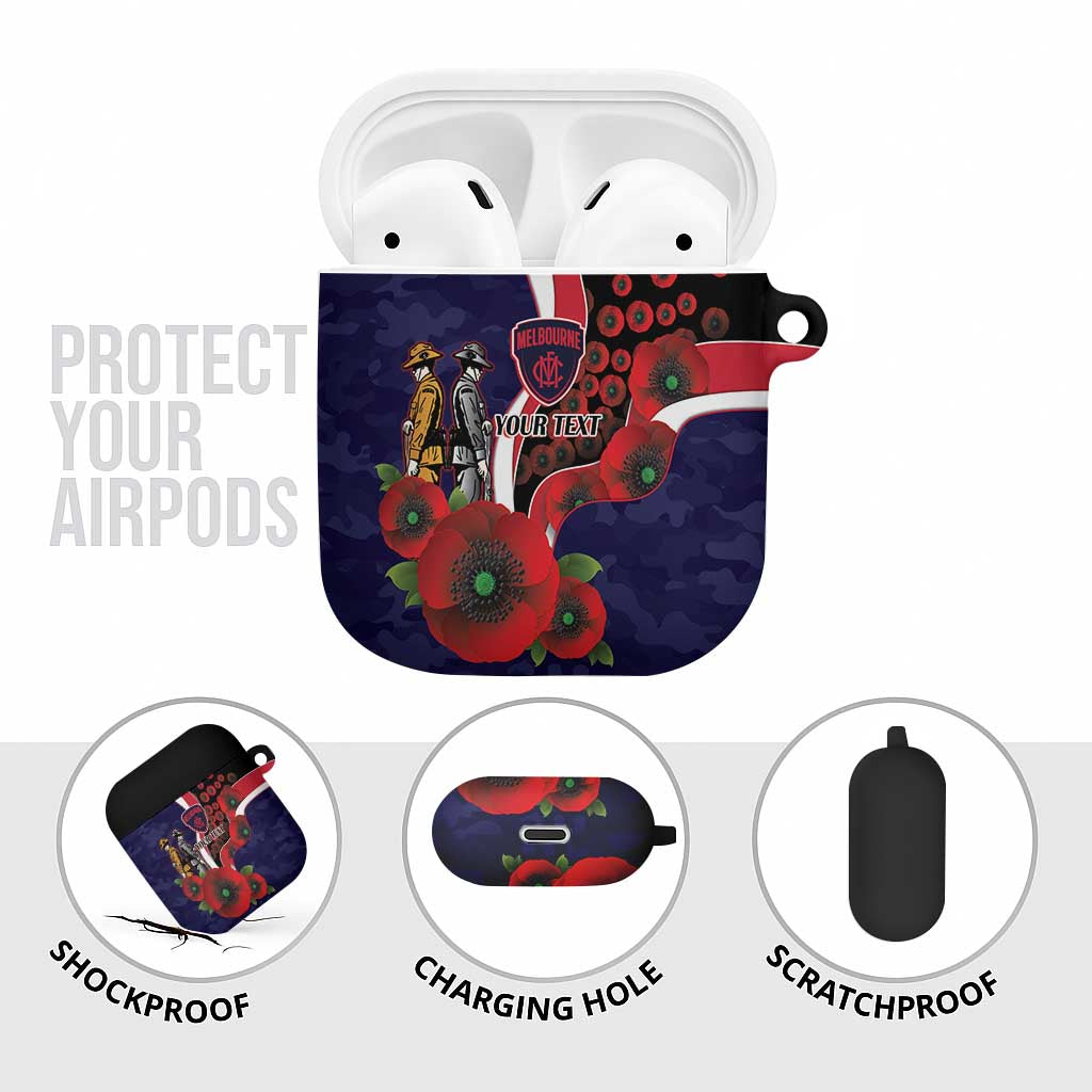 Melbourne Demons ANZAC Personalised AirPods Case Lest We Forget Poppy Camo