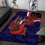 Melbourne Demons ANZAC Personalised Area Rug Lest We Forget Poppy Camo