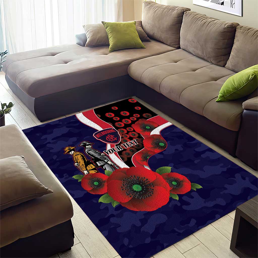 Melbourne Demons ANZAC Personalised Area Rug Lest We Forget Poppy Camo