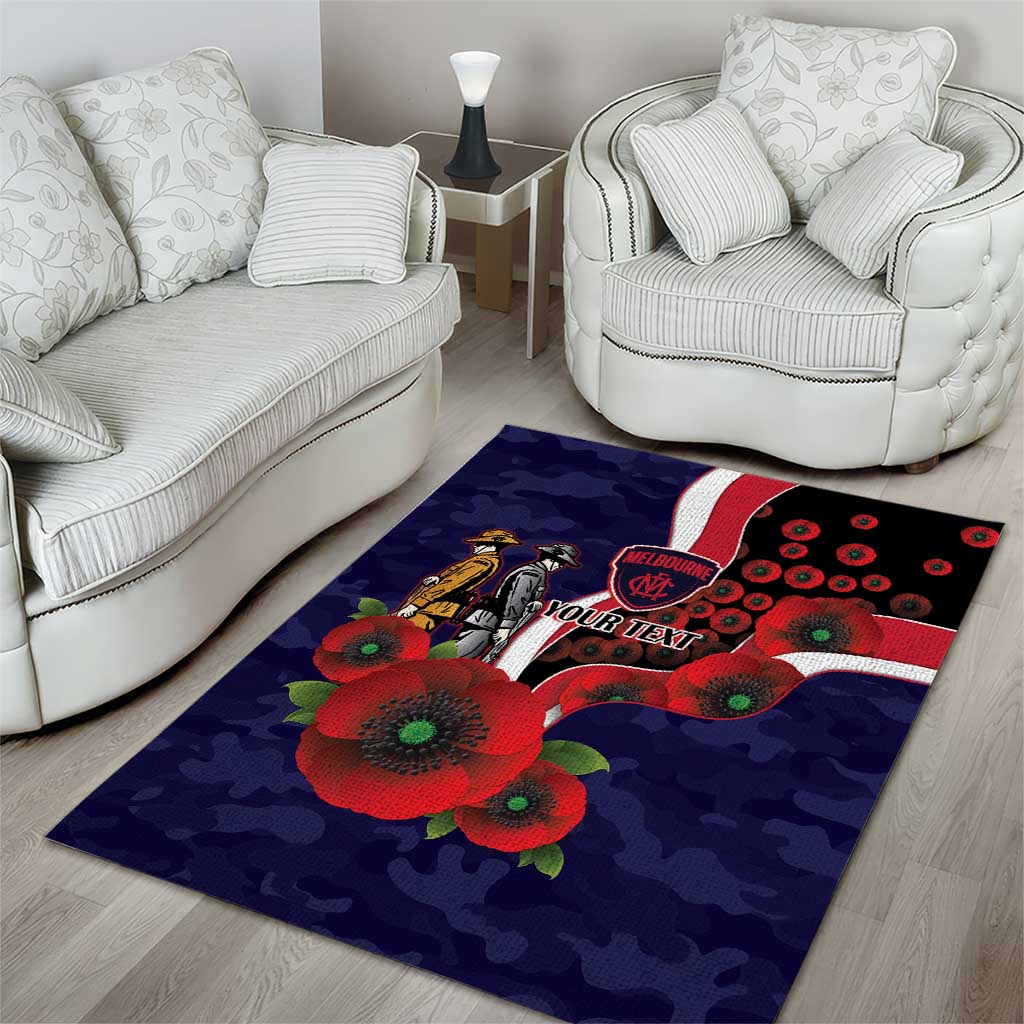 Melbourne Demons ANZAC Personalised Area Rug Lest We Forget Poppy Camo