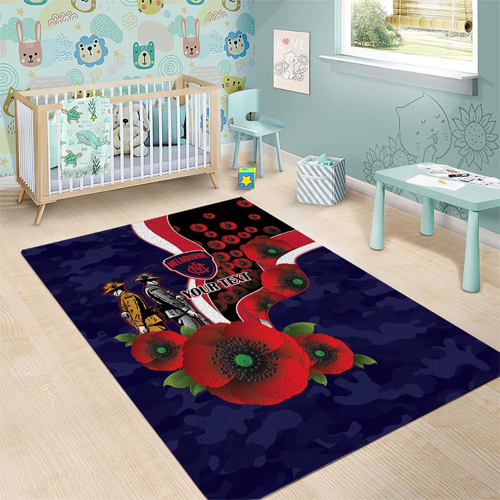 Melbourne Demons ANZAC Personalised Area Rug Lest We Forget Poppy Camo