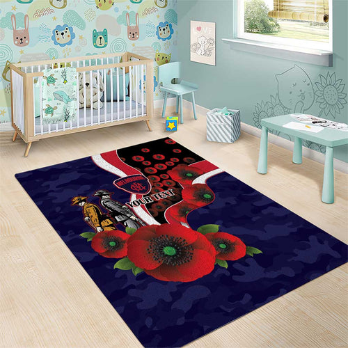 Melbourne Demons ANZAC Personalised Area Rug Lest We Forget Poppy Camo