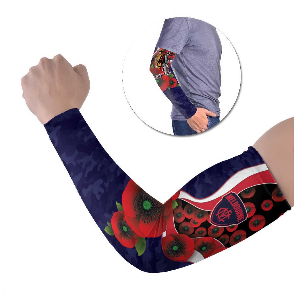Melbourne Demons ANZAC Personalised Arm Sleeves Lest We Forget Poppy Camo