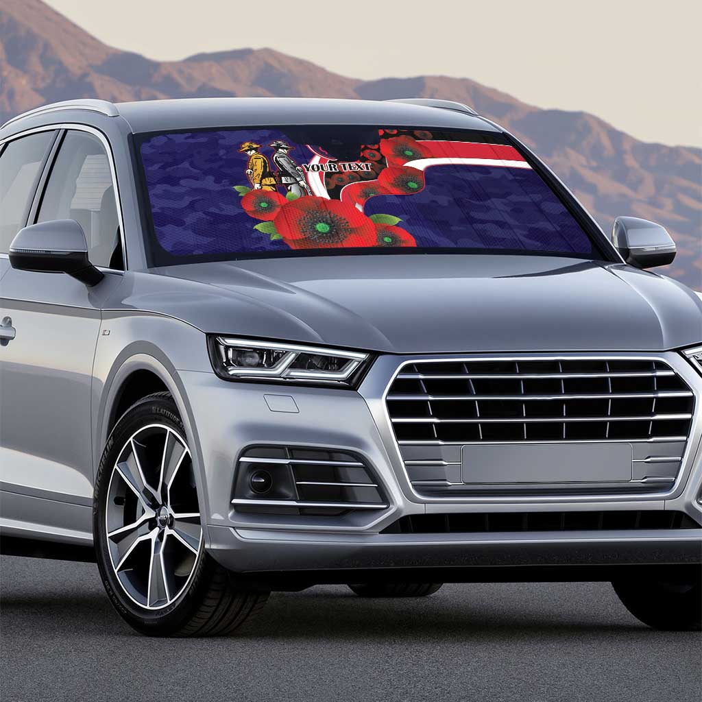 Melbourne Demons ANZAC Personalised Auto Sun Shade Lest We Forget Poppy Camo