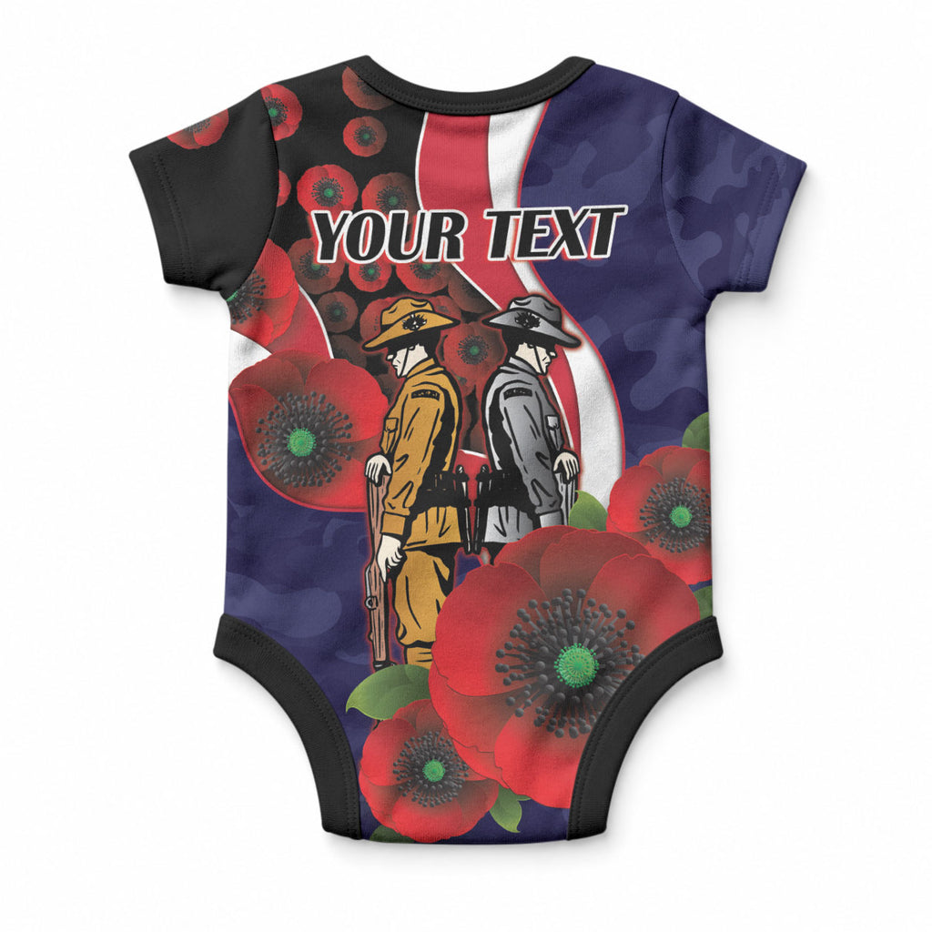 Melbourne Demons ANZAC Personalised Baby Onesie Lest We Forget Poppy Camo