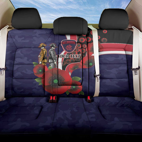 Melbourne Demons ANZAC Personalised Back Car Seat Cover Lest We Forget Poppy Camo