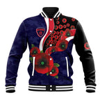 Melbourne Demons ANZAC Personalised Baseball Jacket Lest We Forget Poppy Camo
