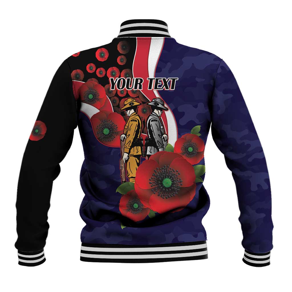 Melbourne Demons ANZAC Personalised Baseball Jacket Lest We Forget Poppy Camo