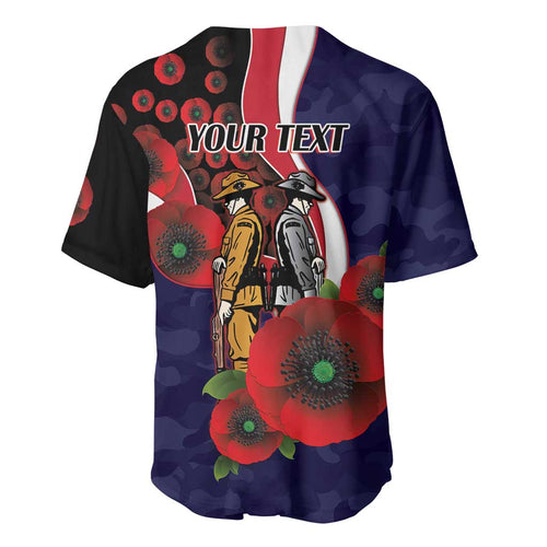 Melbourne Demons ANZAC Personalised Baseball Jersey Lest We Forget Poppy Camo