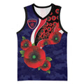 Melbourne Demons ANZAC Personalised Basketball Jersey Lest We Forget Poppy Camo