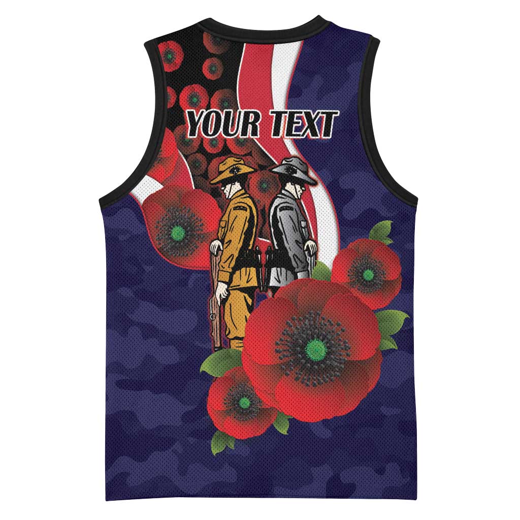 Melbourne Demons ANZAC Personalised Basketball Jersey Lest We Forget Poppy Camo