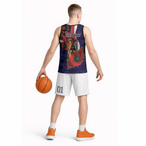 Melbourne Demons ANZAC Personalised Basketball Jersey Lest We Forget Poppy Camo