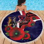 Melbourne Demons ANZAC Personalised Beach Blanket Lest We Forget Poppy Camo