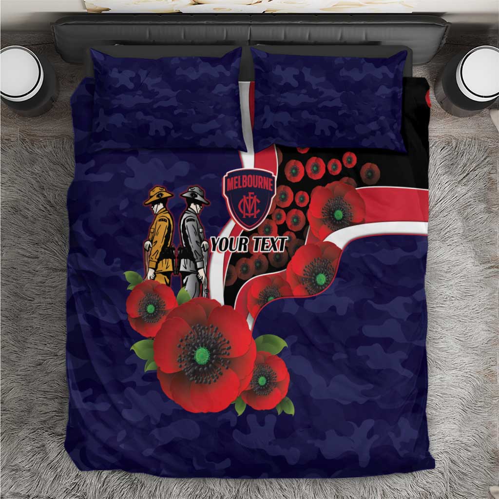 Melbourne Demons ANZAC Personalised Bedding Set Lest We Forget Poppy Camo