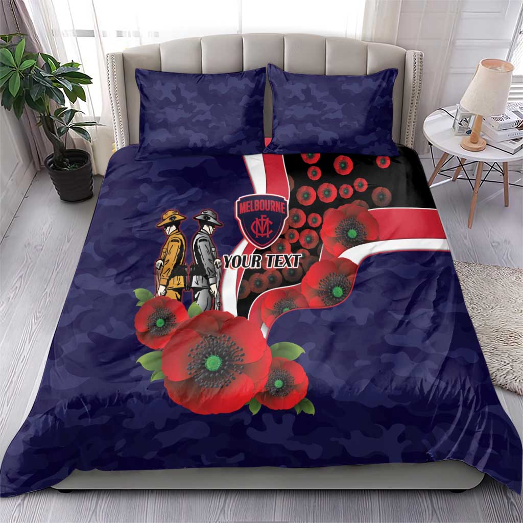 Melbourne Demons ANZAC Personalised Bedding Set Lest We Forget Poppy Camo