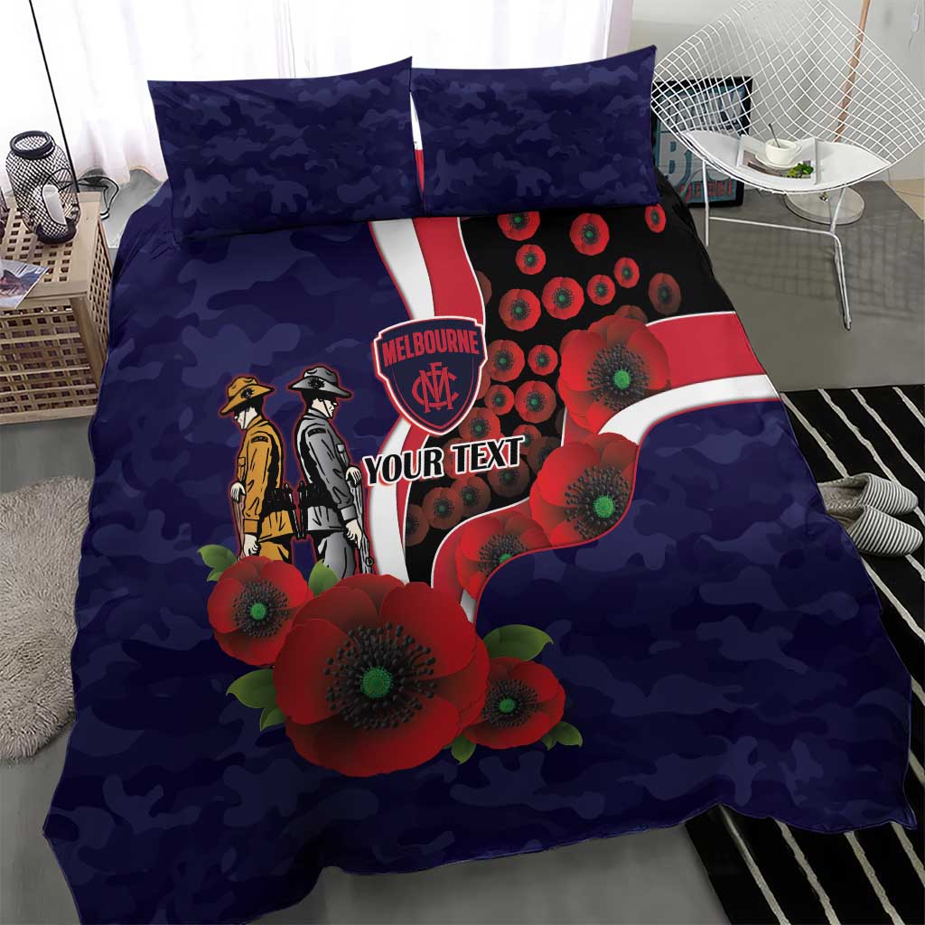 Melbourne Demons ANZAC Personalised Bedding Set Lest We Forget Poppy Camo