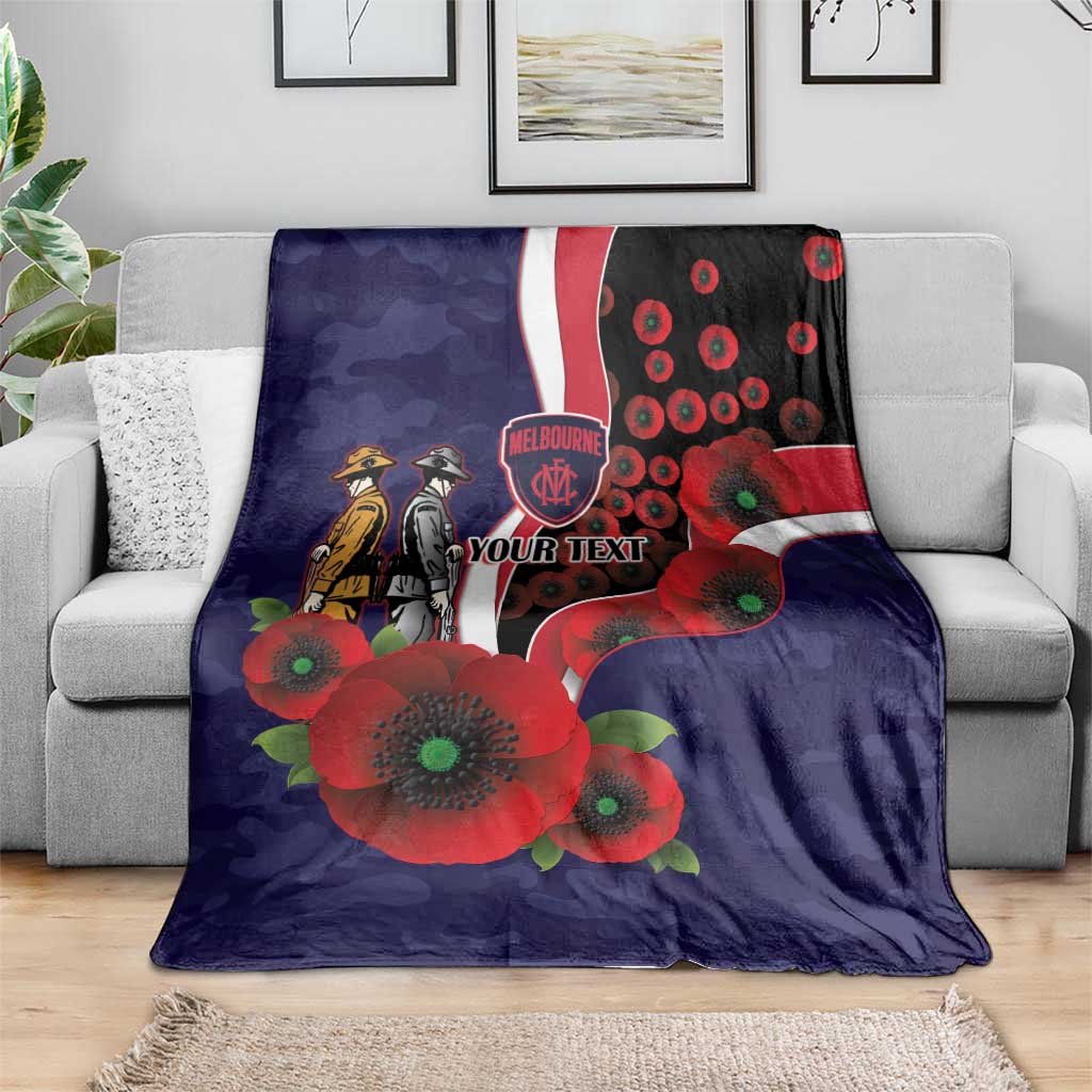 Melbourne Demons ANZAC Personalised Blanket Lest We Forget Poppy Camo