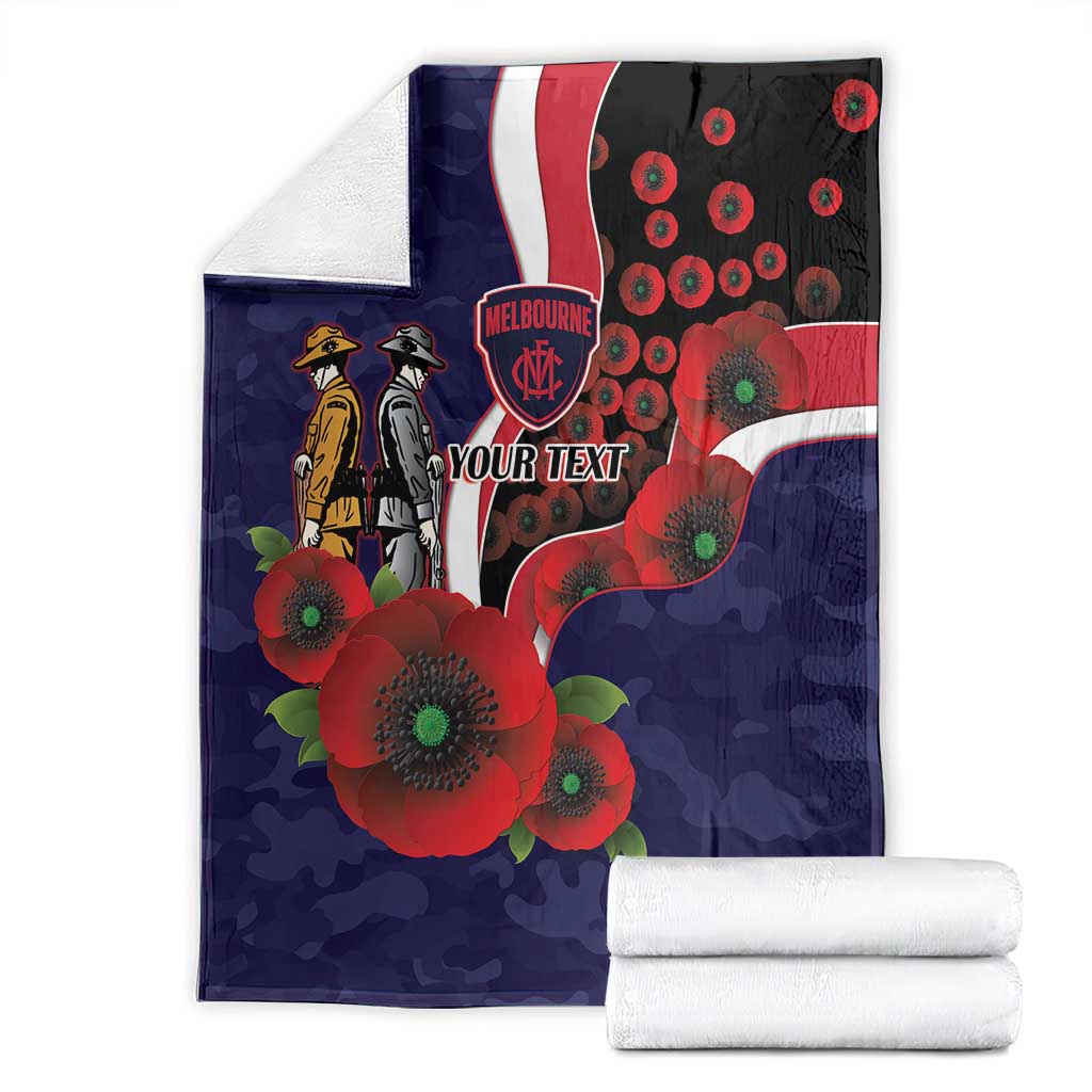 Melbourne Demons ANZAC Personalised Blanket Lest We Forget Poppy Camo