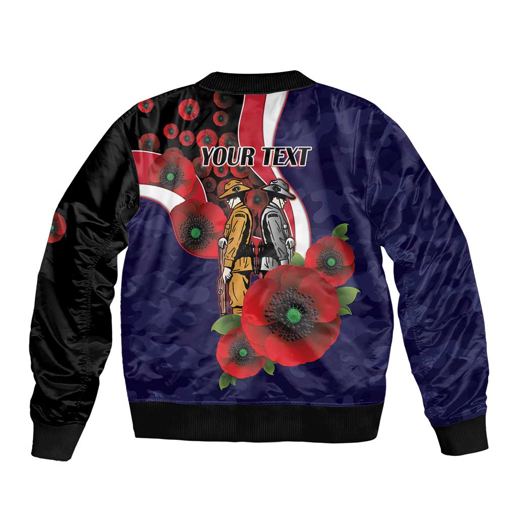 Melbourne Demons ANZAC Personalised Bomber Jacket Lest We Forget Poppy Camo