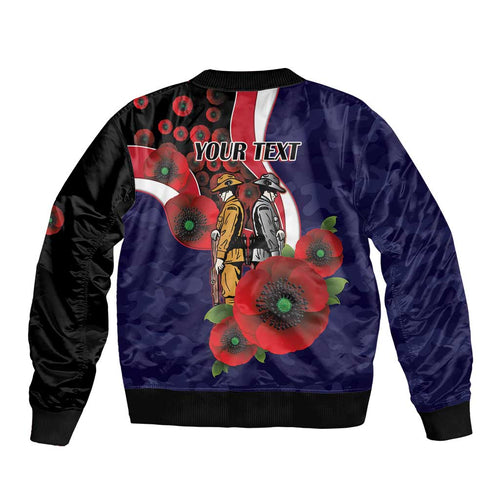 Melbourne Demons ANZAC Personalised Bomber Jacket Lest We Forget Poppy Camo