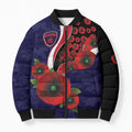 Melbourne Demons ANZAC Personalised Bomber Puffer Jacket Lest We Forget Poppy Camo