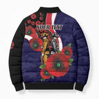 Melbourne Demons ANZAC Personalised Bomber Puffer Jacket Lest We Forget Poppy Camo