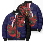 Melbourne Demons ANZAC Personalised Bomber Puffer Jacket Lest We Forget Poppy Camo
