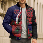 Melbourne Demons ANZAC Personalised Bomber Puffer Jacket Lest We Forget Poppy Camo