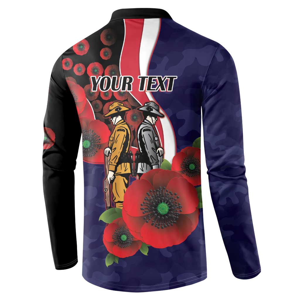 Melbourne Demons ANZAC Personalised Button Sweatshirt Lest We Forget Poppy Camo