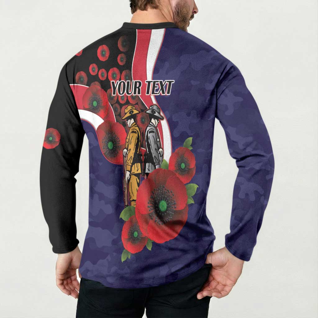 Melbourne Demons ANZAC Personalised Button Sweatshirt Lest We Forget Poppy Camo